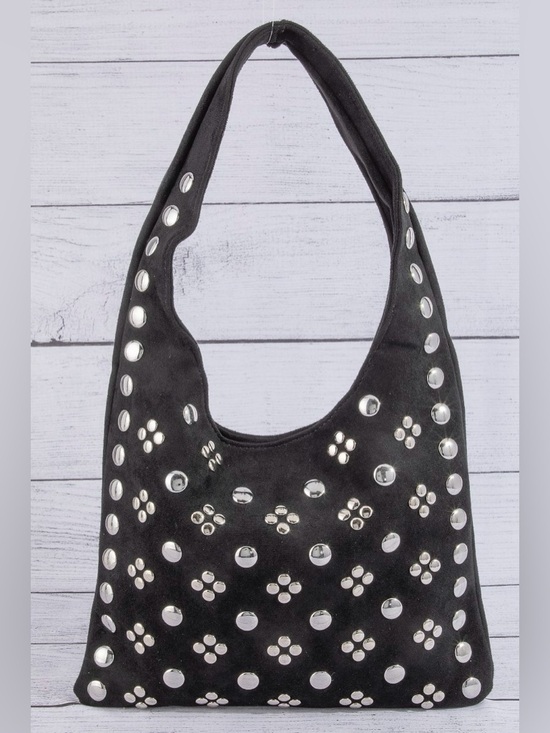 Fame Handbags - Fame Studded Rivets Hobo Shoulder Bag